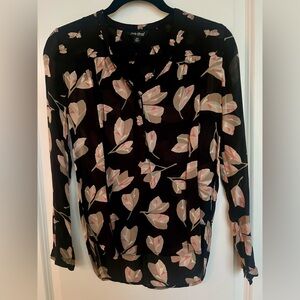 Lucky Brand Sheer Black leaf print blouse - size XS